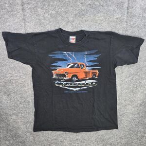 Vintage Chevrolet Lightning Shirt Mens Large Black‎ Orange Pickup Truck 90s USA